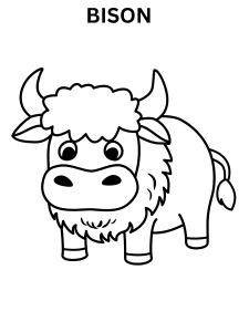 Kawaii Bison Coloring Pages