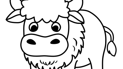 Kawaii Bison Coloring Pages