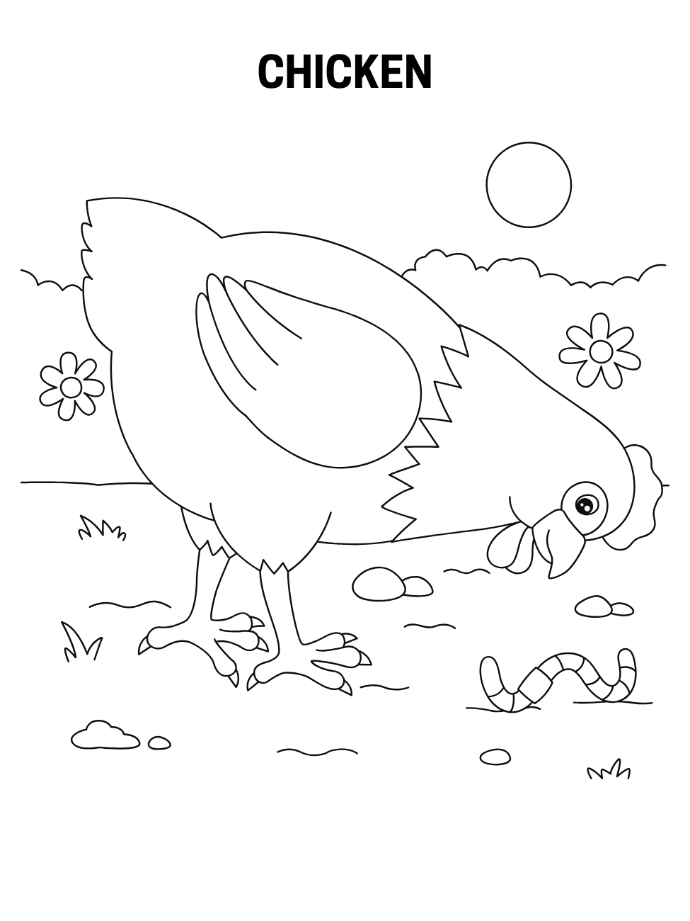 Chicken picture to colour online