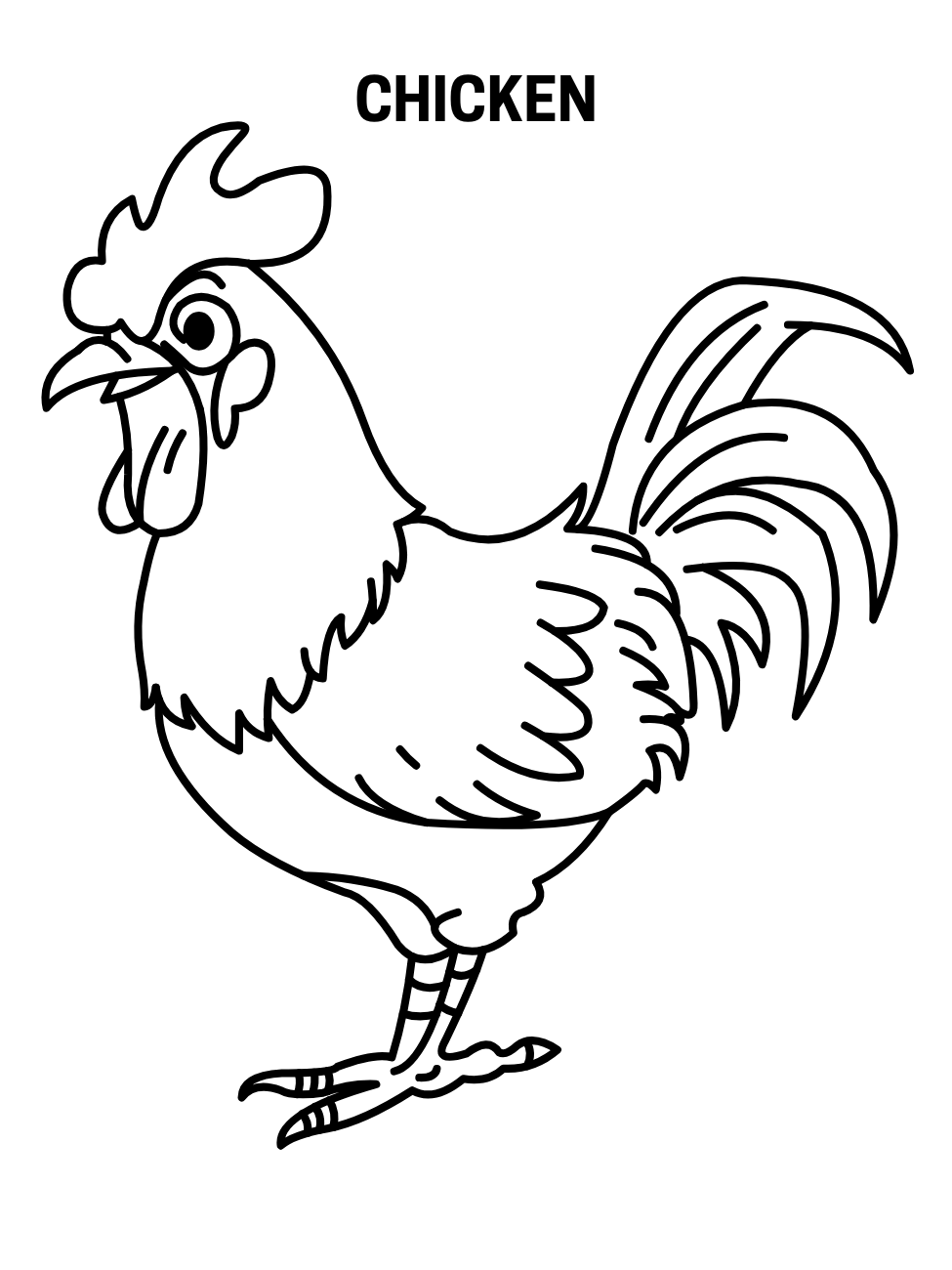 Chicken rooster coloring pages for kids