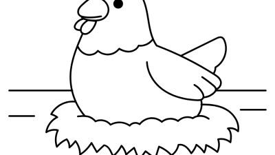 Simple chicken coloring pages for preschoolers