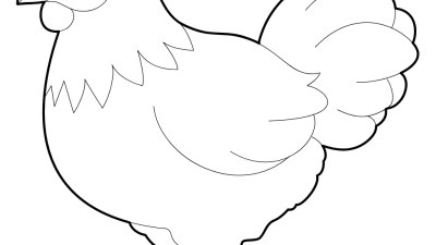 Chicken outline image to color online