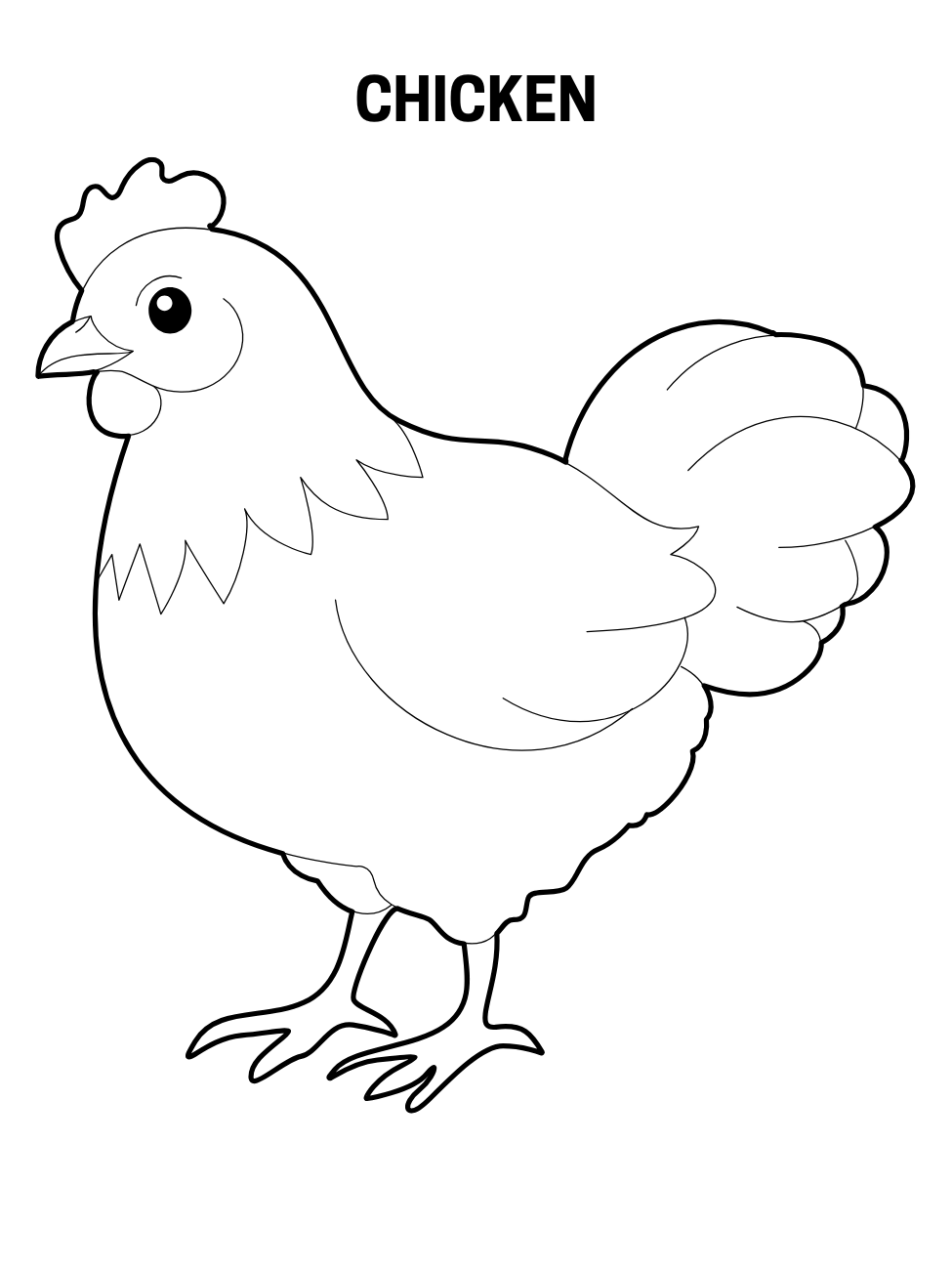 Chicken outline image to color online