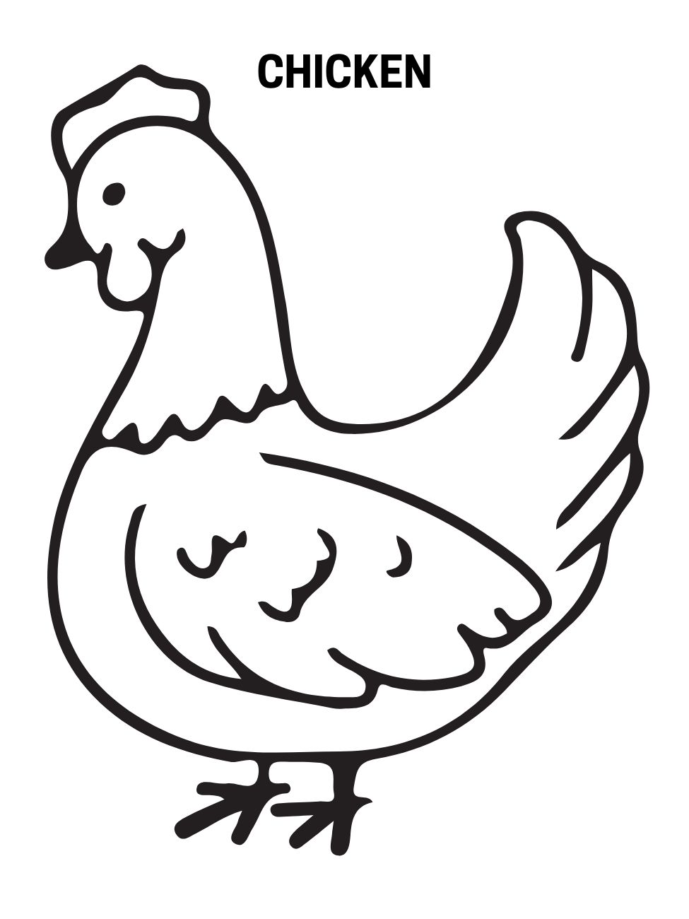 Easy and simple chicken coloring pages for kids