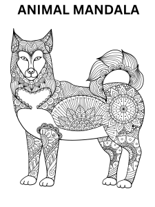 Advanced animal mandala coloring page for adults