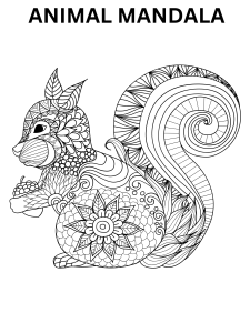 Animal mandala coloring page for adult