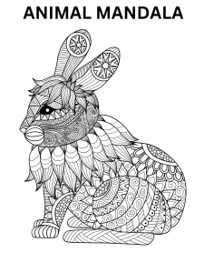 Animal mandala coloring page for adults to print