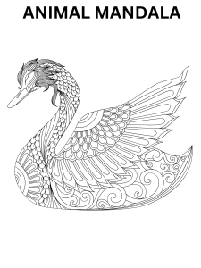 Animal mandala coloring page for stress relief