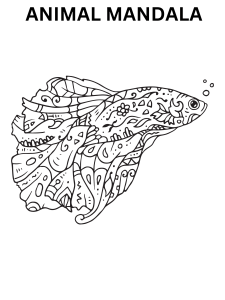 Easy animal mandala coloring page