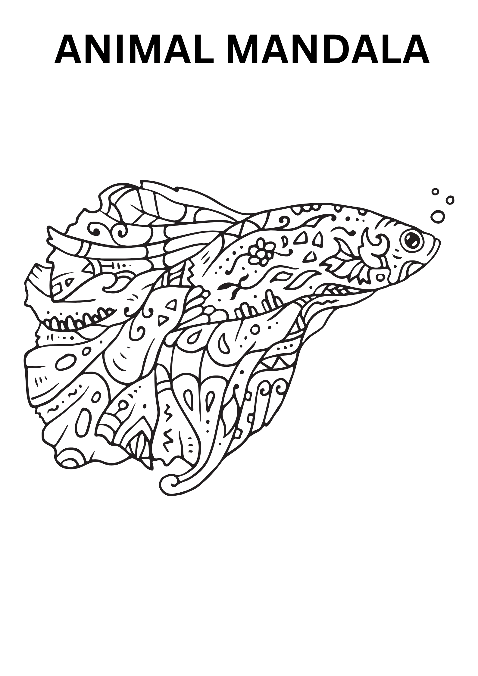 Easy animal mandala coloring page