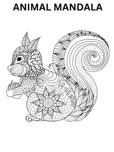 Intricate animal mandala coloring page