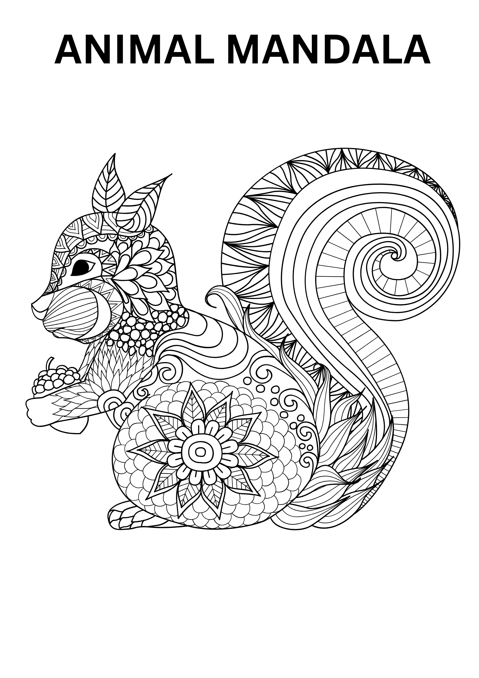 Intricate animal mandala coloring page
