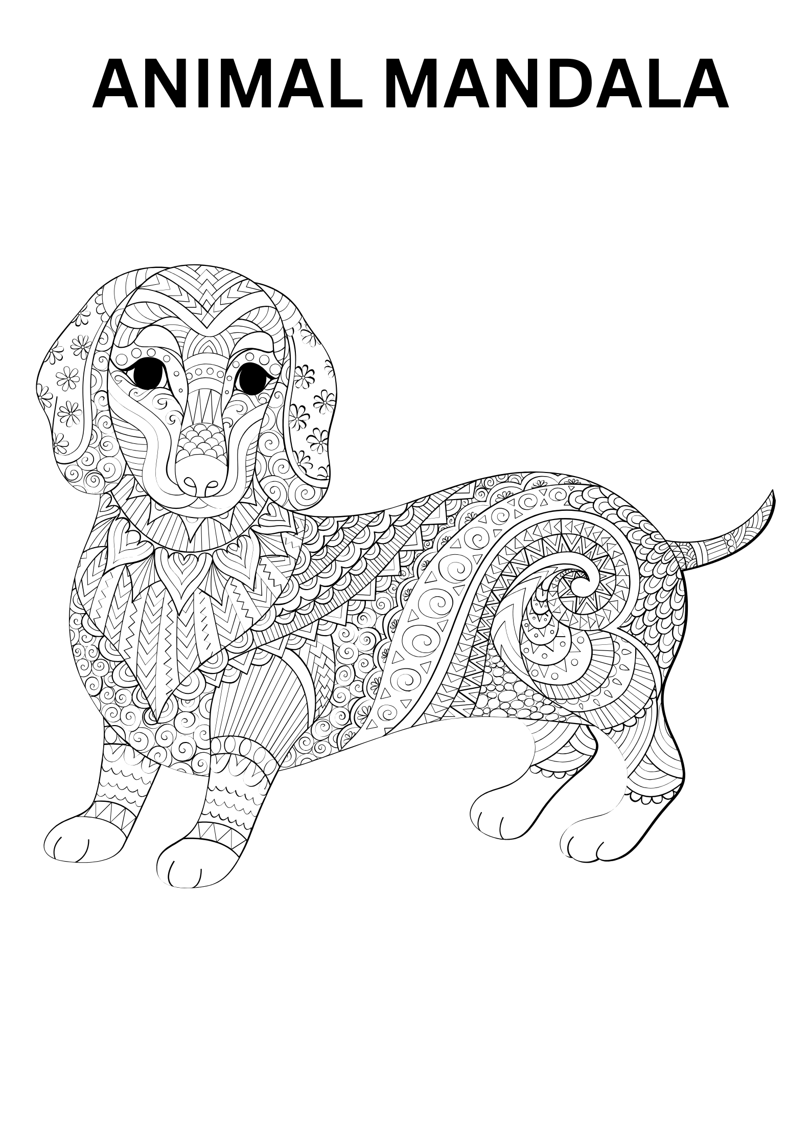 Relaxing animal mandala coloring page