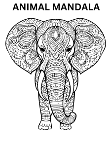Therapeutic animal mandala coloring page