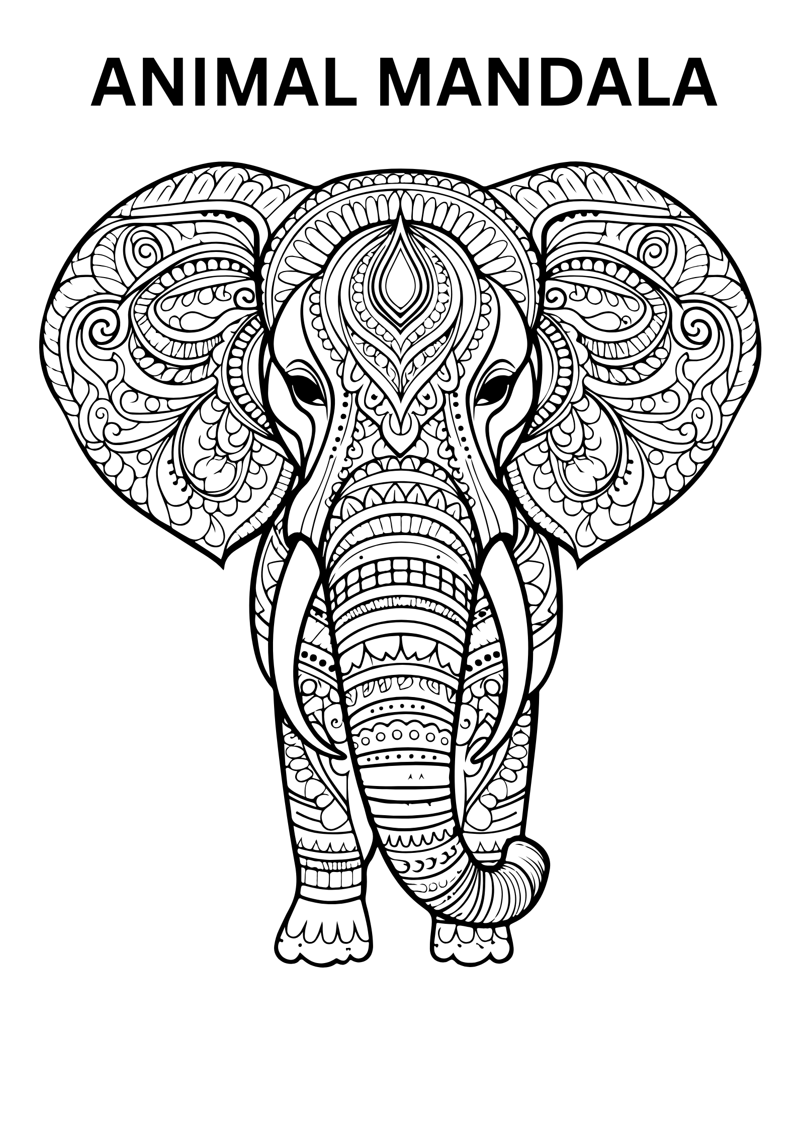 Therapeutic animal mandala coloring page
