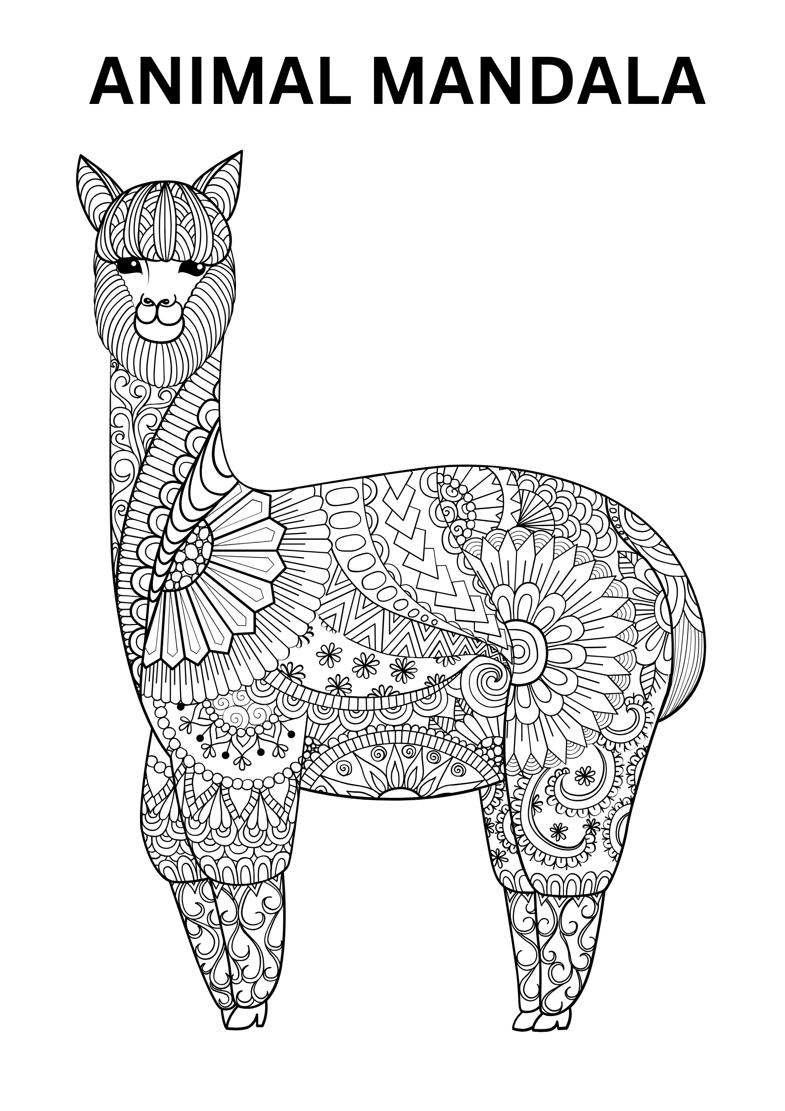 Zen animal mandala coloring page